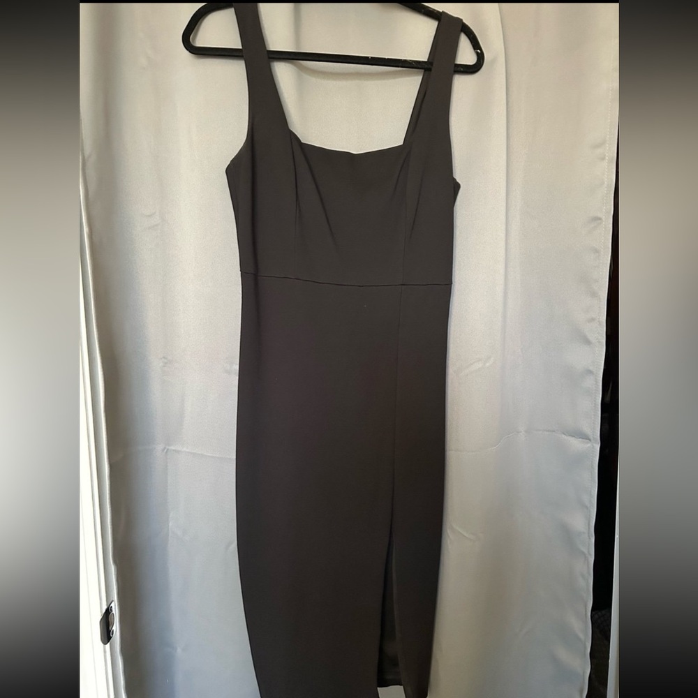 Lulus black midi dress with slit